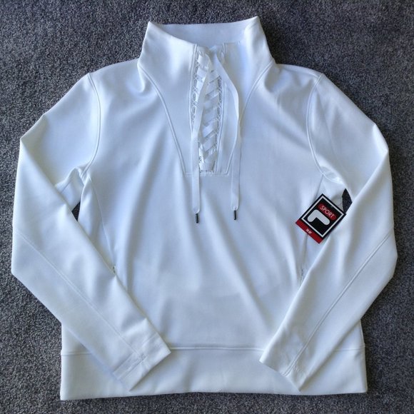 ⭐FILA SPORT MOCK TURTLENECK PULLOVER SHIRT in White, size L - NWT⭐ - Picture 1 of 7